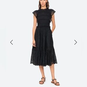 Sea New York Black Lace Midi Dress